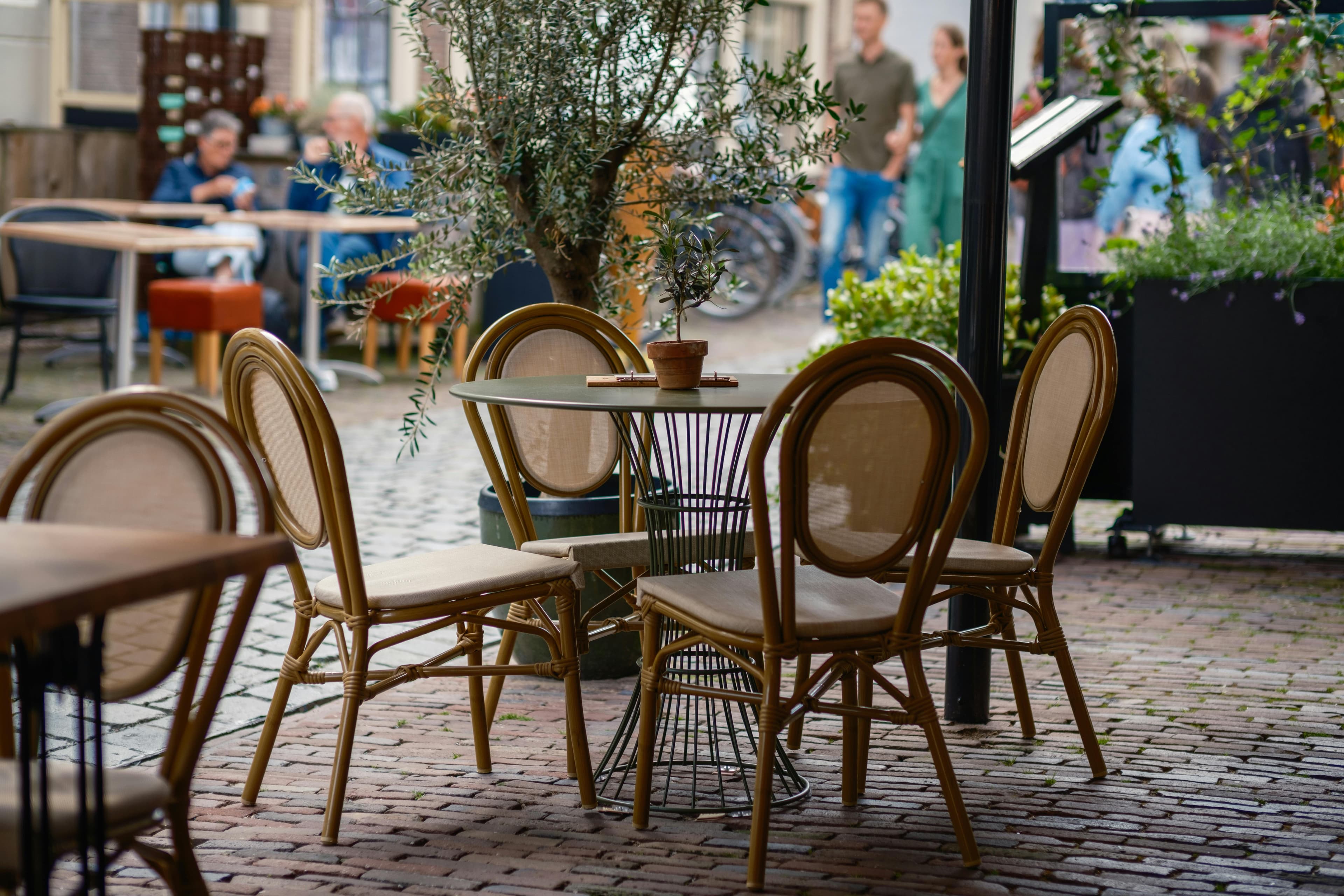 Outside table area on a pavement licence.
